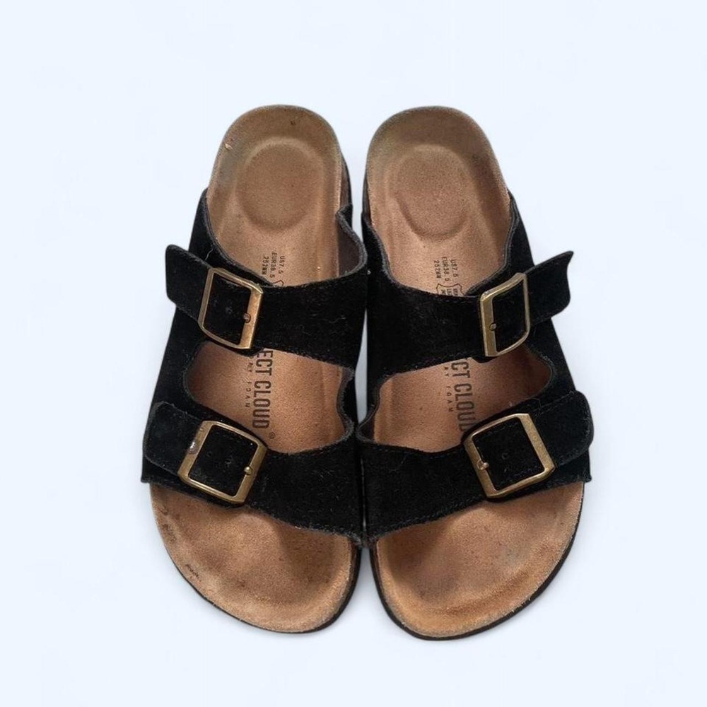 Black suede double strap sandals size 7.5 by Project Cloud